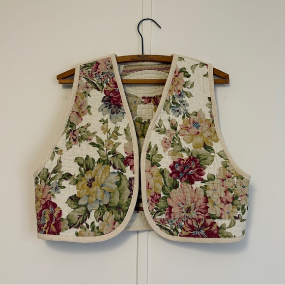 Handmade Floral Patchwork Quilted Vest M - Picture 2 of 10